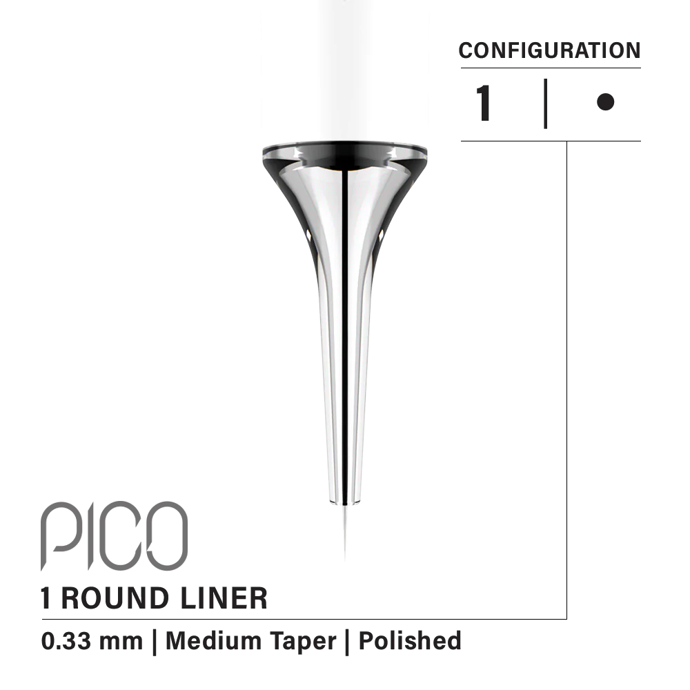 Vertix Pico Round Liner 1本針 / 0.33mm / Medium Taper （20Pack）